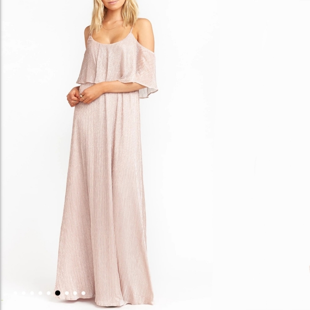 Show Me Your Mumu | Caitlin Metallic Ruffle Chiffon Maxi Dress